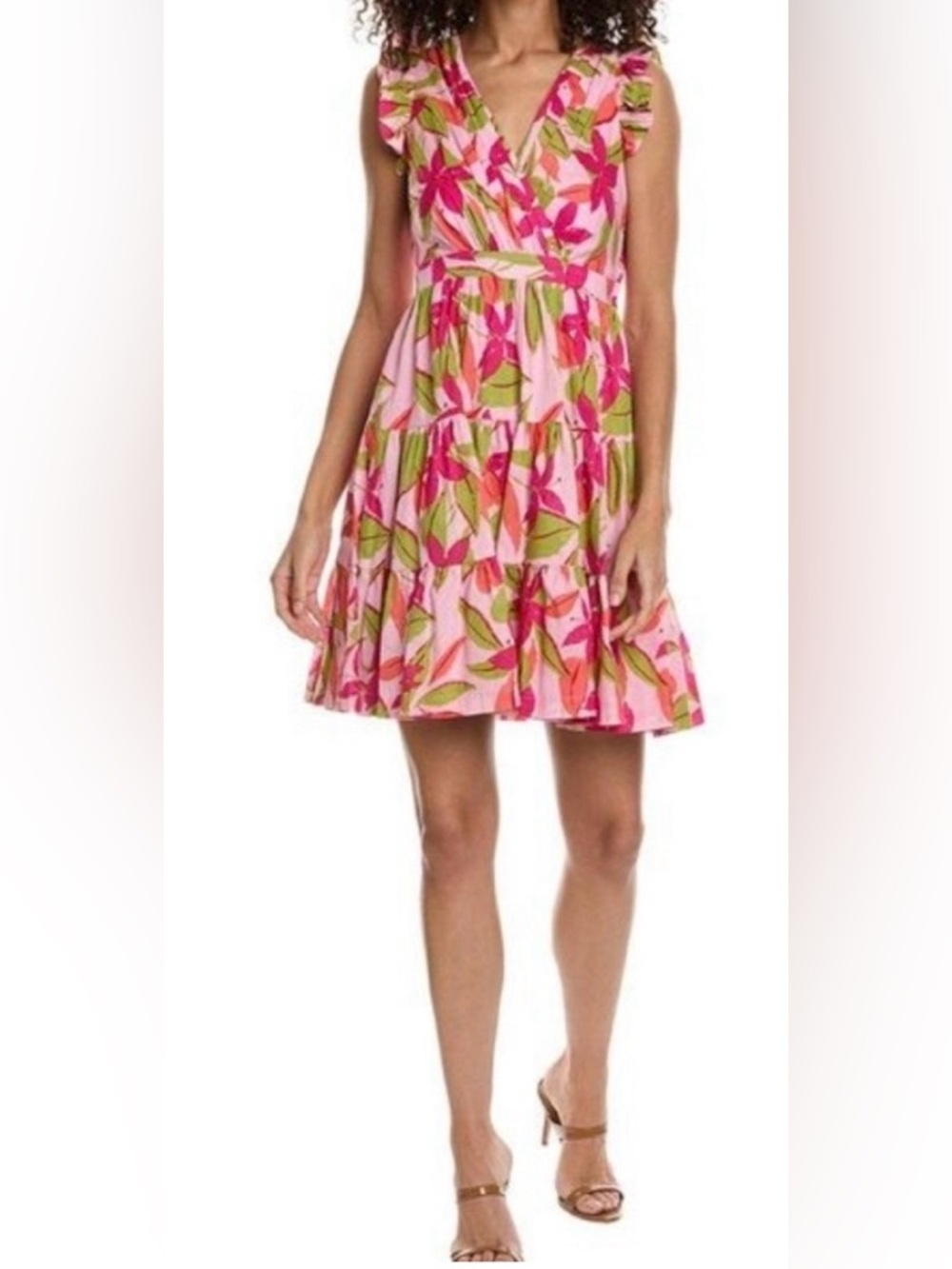 Taylor Pink Floral Summer Tiered Dress